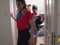 Fake Hostel - Horny Air Hostesses share massive cock - 12/05/2021